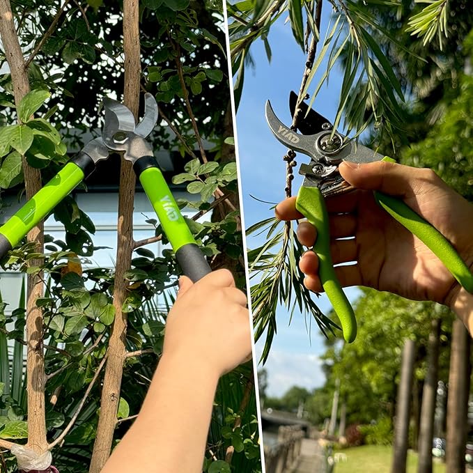 Garden Shears Set with Bypass Pruning Shears & Loppers,Lightweight Garden Clippers for Backyard Gardening, Rose Bush Pruning, Shrub Trimming, Deadheading Flowers, Easy Cutting for Women & Seniors