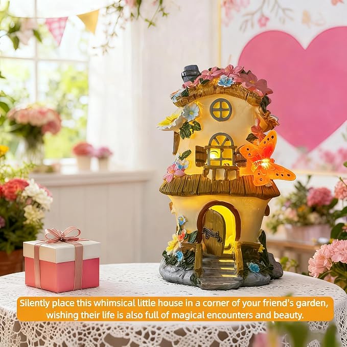 Fairy Garden Houses, Fairy Houses,Fairy Houses for Outside,Fairy Garden Houses Outdoor,Solar Fairy Garden,gnome House,Fairy Garden,Fairy Garden Accessories, for Women Gift/Teenage Gift