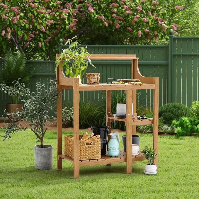 LMP Potting Bench, HDPS Potting Bench Table, 50’’x17.5x37.5' (LxWxH) All Weather Potting Table Work Station for Outside Gardening, Garden Tables for Outdoors