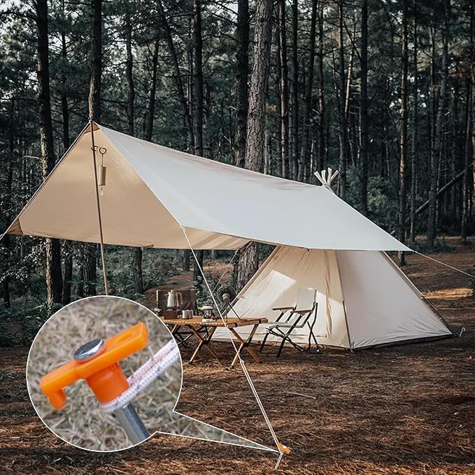 Tent Stakes Heavy Duty Camping Stakes,AVOFOREST 9.8inch Non-Rust Metal Tent Pegs Ground Stakes Tent Spikes Camping,Garden,Hiking Orange(Orange 12+2pcs, 10IN)