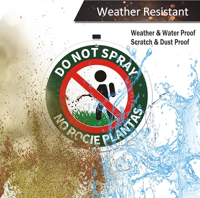 Do Not Spray Sign with 2.3 Foot Stake, Aluminum,Bilingual Plant Sign in English and Spanish, UV Protected, Fade Resistant