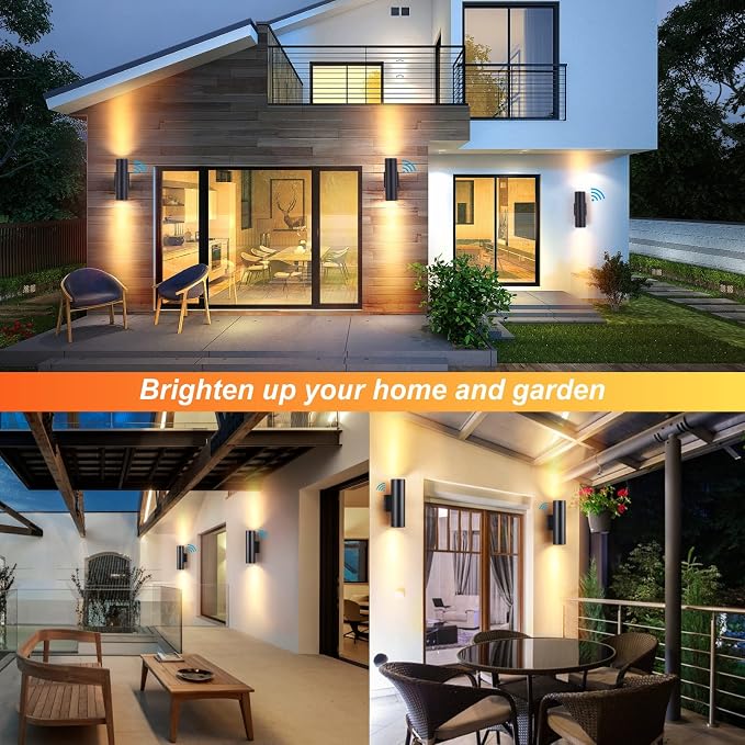DAKAFUL Dusk to Dawn Outdoor Lighting Sensor Wall Lights 1 Pack, 12W 2700K Integrated LED Cylinder Up Down Lights Outdoor, IP65 Waterproof Aluminum Wall Sconce Exterior Wall Light for Porch Patio etc.