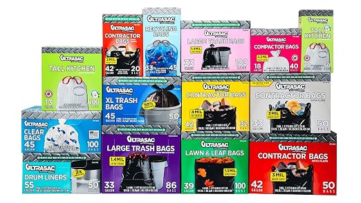 Ultrasac Blue Recycling Bags 33 Gallon 0.9 MIL, 33.5" x 38" - Pack of 45 - For Recycling, Kitchen, Industrial, & Commercial