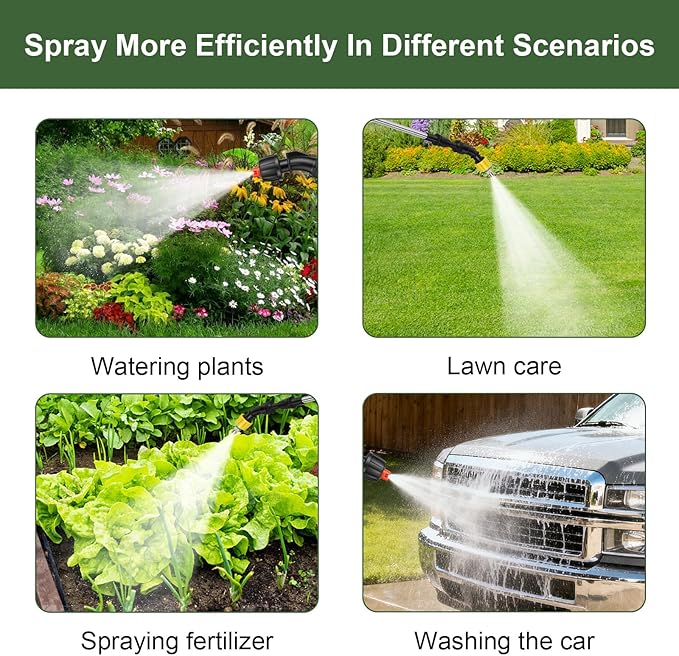DZ Duozhan Electric Garden Sprayer Kit: Portable Rechargeable with Choice of 3 Hose Lengths (9.8/16.4/32.8ft), Telescopic Wand & Adjustable Nozzles for Yard Lawn Plant Watering and Cleaning