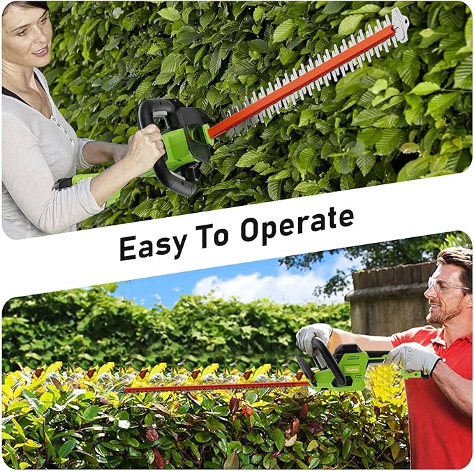 SUNCHERS 20V Max Hedge Trimmer Cordless, 22 Inch Tree Trimmer with 2 Batteries and Charger, Handheld Electric Trimmers, Grass Shrub Pruning Cutter, Lightweight & Compact Hedge Shear for Garden, Lawn