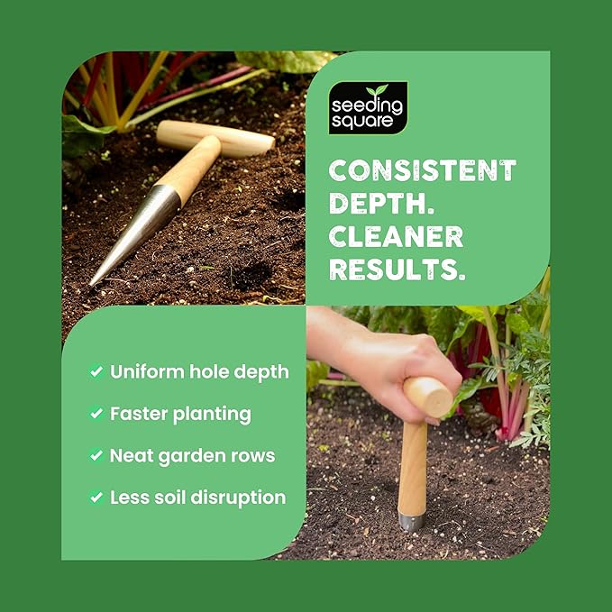 Seeding Square + Pokey Planter Bundle – Seed Spacing Template with Dibber Tool for Easy Planting, Garden Layout & Seed Starting System