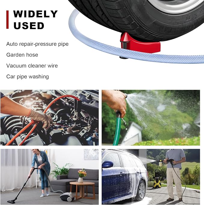 4 PCS Car Hose Guide, Tire Hose Roller Preventing Stucking and Snagging Under The Wheels, Plastic Detailing Tyre Hose Guide Vehicle Washing Tool for Cars Trucks SUVs (Red)