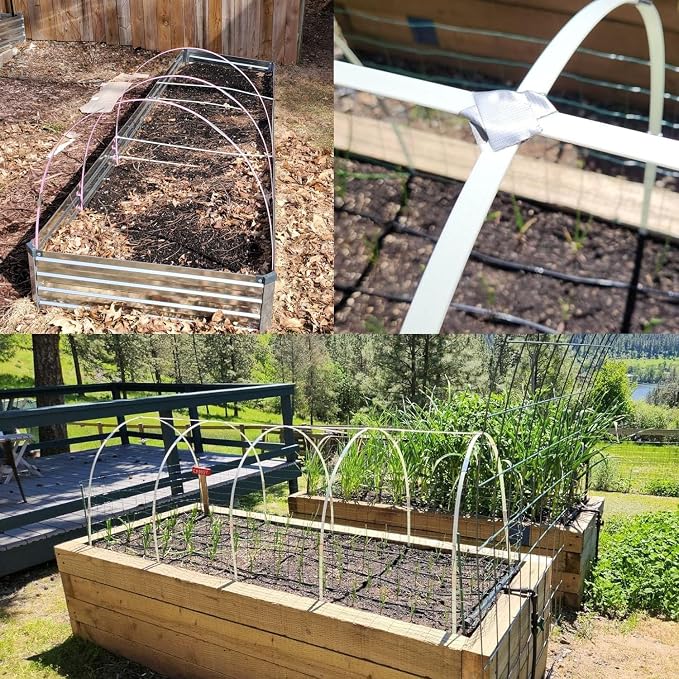 Garden Hoops 120pcs, Sunwuk Greenhouse Hoops for 2.5-5.5ft Wide Raised Bed, 24 Sets of 7.2ft Long Super Bendable Fiberglass Support Hoops Frame, Mini Greenhouse Strip for Row Cover(M Size)