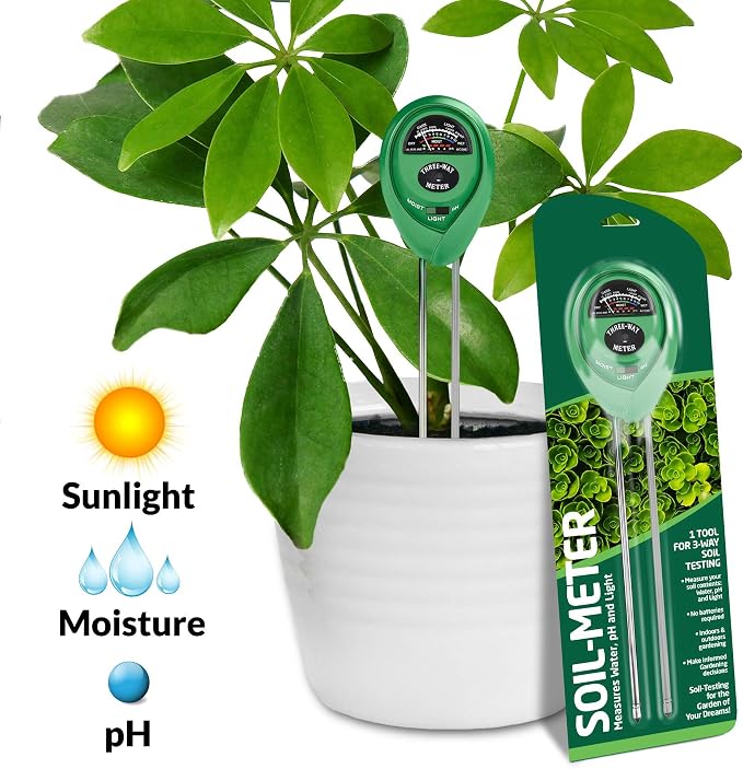 Soil Tester, Soil Moisture/PH/Light Meter Plant Soil Test Kit Indoor Outdoor Use, No Battery Needed Easy to Read Hygrometer Moisture Sensor Water Meter for Potted Plants Trees Lawn Farm Garden