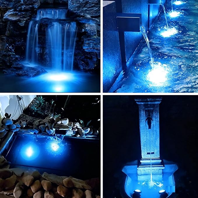 Pond Lights Colored with Timer Submersible Fountain Lights, 5 Lights | Weighted, IP68 Waterproof, Dimmable, Outdoor, Underwater, Color Changing, Landscape Lights, Memory