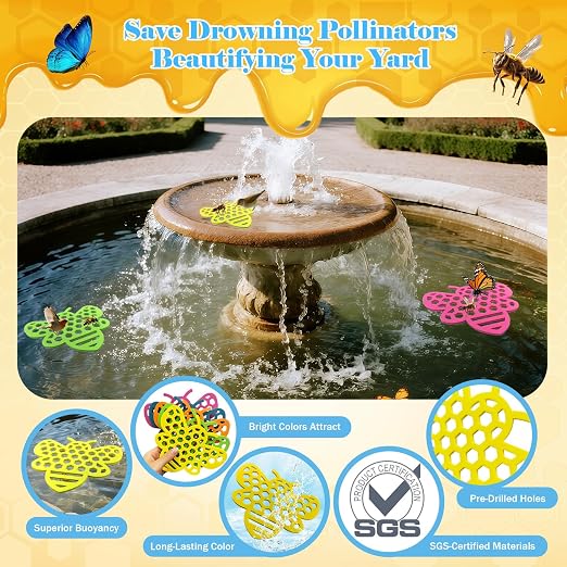 Floating Bee Island Watering Station - 5 Pack, Bee-Friendly EVA Foam, No Sinking, Drowning-Proof, Fade-Proof, Pre-Cut, Birdbath, Pools & Garden Hydration Solution for Pollinators (6.3 Inch)