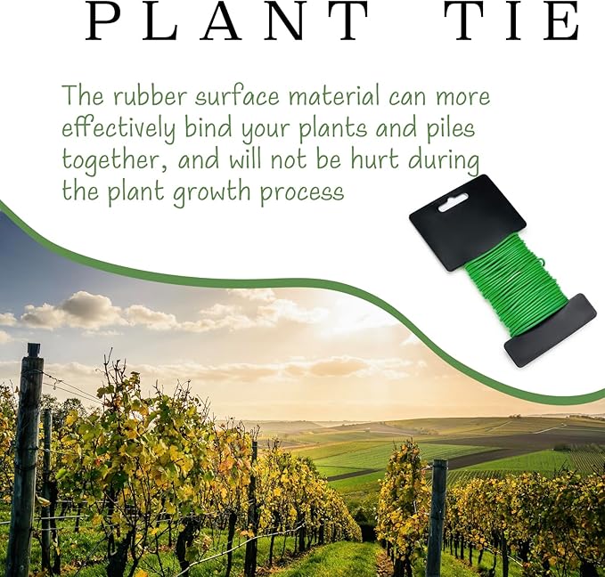 32FT Soft Plant Ties,Green Twist Garden Ties,Flexible Twist Ties for Climbing Plants House and Garden Plants Office Home Organizing(Diameter 2.5mm)