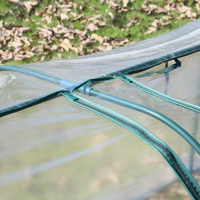 Outsunny 11' x 3' x 2.5' Mini Greenhouse, Portable Tunnel Green House with Roll-Up Zippered Doors, UV Waterproof Cover, Steel Frame, Clear
