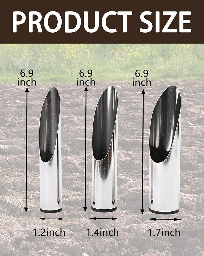 Stainless Steel Soil Scoops - 3-Piece Garden Scoop Set for Indoor Plants, Bonsai & Succulents, Multi-Size Plant Soil Shovel Kit for Transplanting, Potting & Material Handling