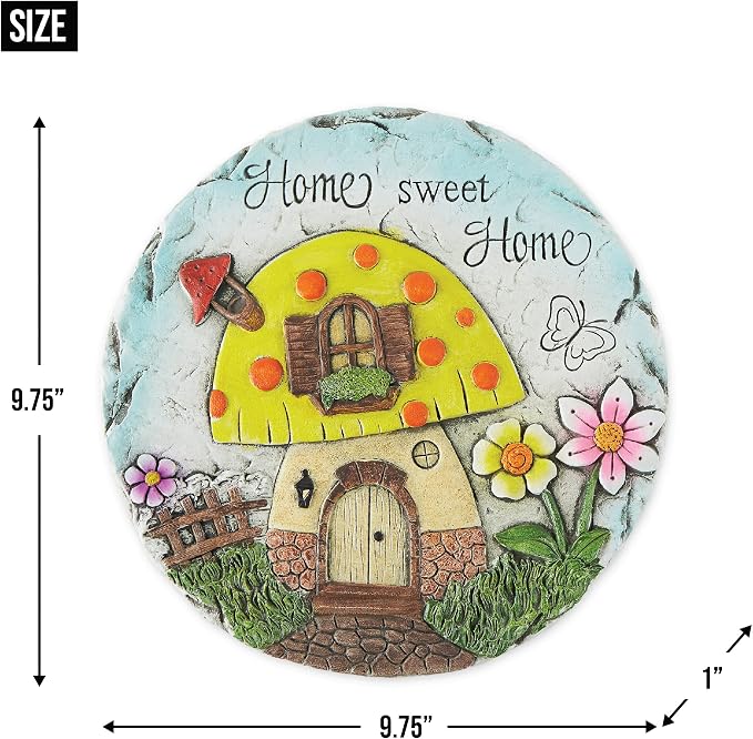 DII Cement Stepping Stone Collection Decorative Colorful, 9.75" Diameter, Home Sweet Home