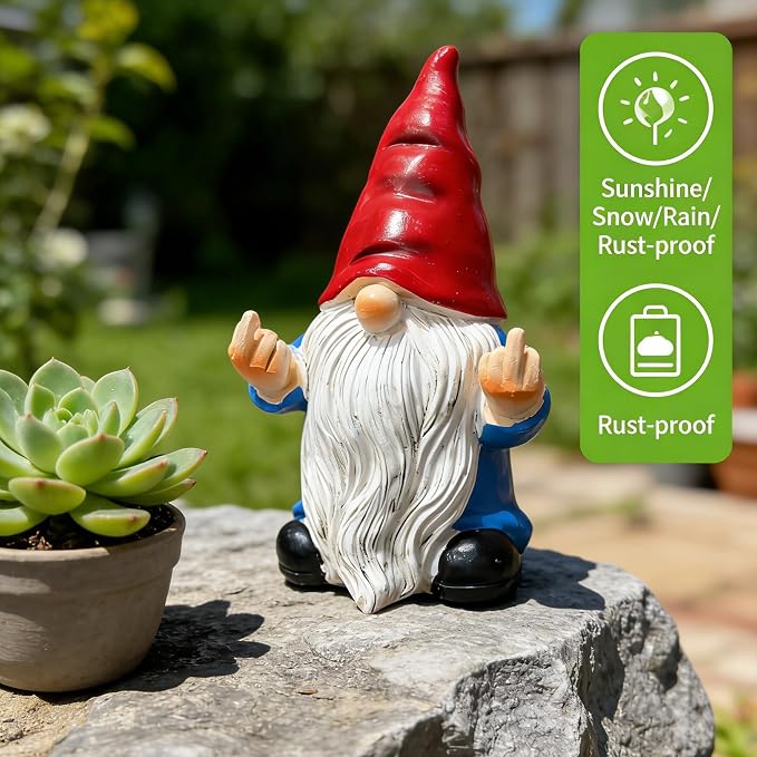 QINJIEJIE Garden Gnomes Outdoor Funny Gnome 3.5in Naughty Gnomes for Fairy Garden Yard Decoration Lawn Ornament Gnome Statue for Home Decor