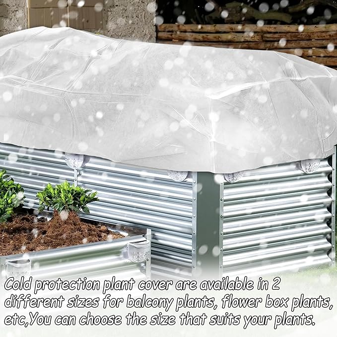 Rectangular Plant Cover Frost Big Size for 8×4×2FT Non Woven Fabric Garden Bed Cover with Zip Drawstring for Winter Cover Protection,Raised Beds Protect Plant Vegetable from Winter Frost