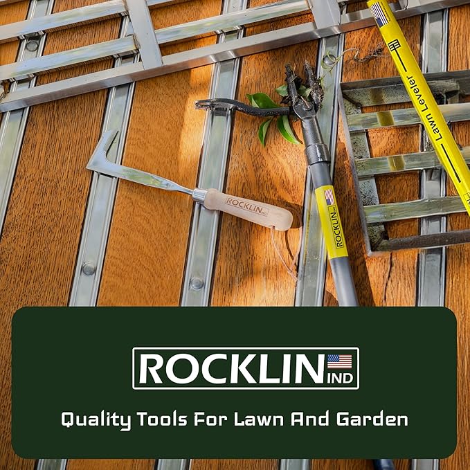 Rocklin™ Crack Weeder – 13" Stainless Steel Manual Crevice Weeding Tool with Beech Wood Handle – L-Shaped Blade for Sidewalk, Patio, and Garden Weed Removal for Dad, Husband & Men