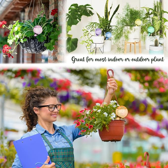 9Pcs Plant Watering Globes 13×5 cm, Colored Self Watering Globes Automatic Watering Bulbs Plastic Plant Water Globes Drip Irrigation Device for Indoor Outdoor Plants