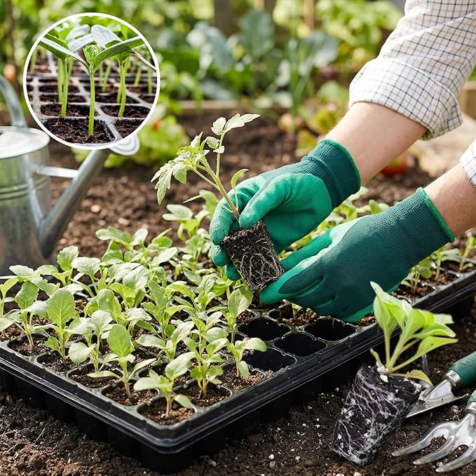 72-Cell Seed Trays with Drainage Trays-10 Sets 20 Packs-1020 Durable Plastic Plant Tray for Seed Germination(21x11x1.81 in)