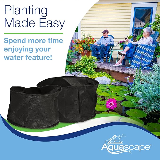 Aquascape 98929 Fabric Lily Pot 14" Round x 7" Deep (2 Pack) for Pond Water Feature Waterfall Landscape and Garden