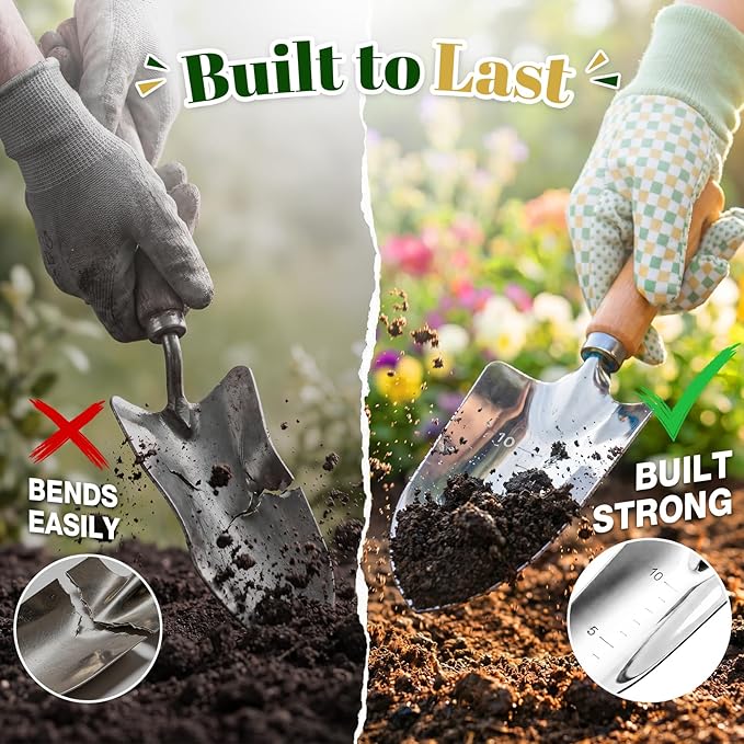 Gardening Tool Set, 9-Piece Heavy Duty with Durable Tote Bag, Ergonomic Rust-Resistant Garden Tools, Ideal Gardening Kit Gifts for Women, Gardener, Beginning Gardener