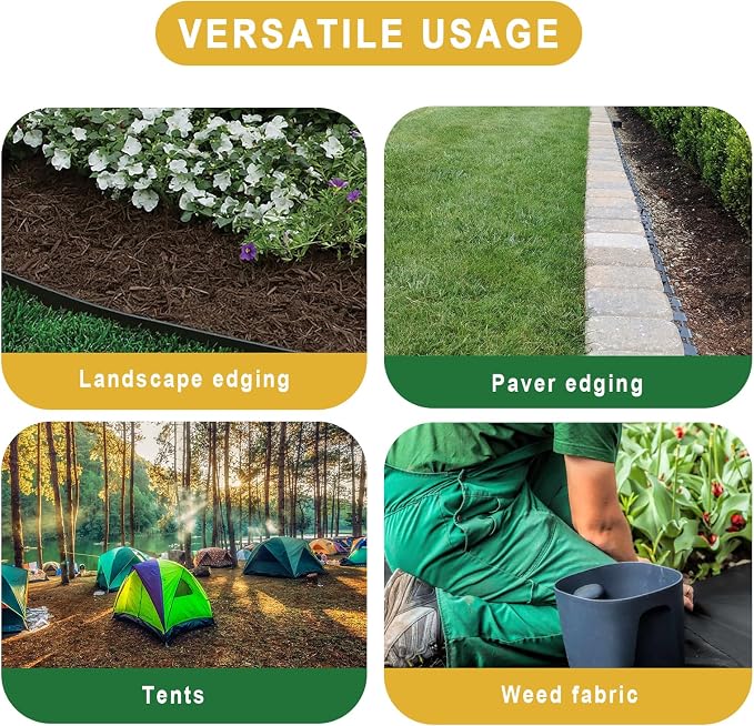 100 Pack 8 Inch Plastic Landscape Edging Anchoring Stakes Garden Lawn Yard Spikes Landscaping Stakes for Paver Edging, Weed Barrier, Tent, Artificial Turf