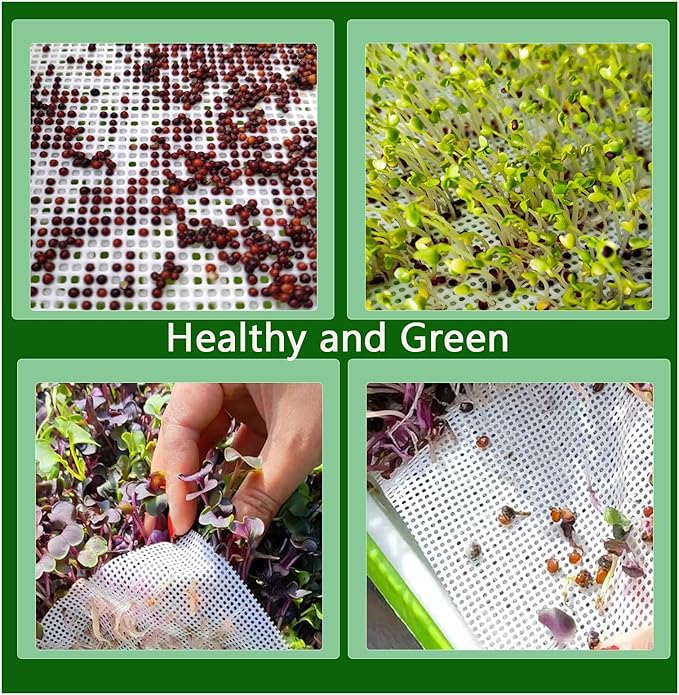 4pcs Seed Sprouting Mesh, Silicone Seed Sprouting Mat, Hydroponic Growing Mats, Germinating Pads for Microgreens Growing Kit,11.4" x 11.8",Trays NOT Included