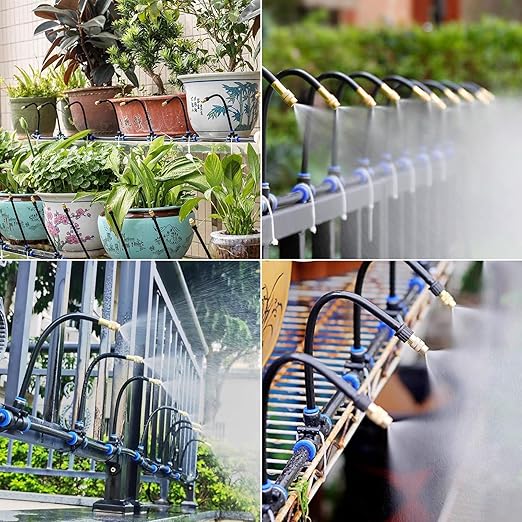 49.21Ft Drip Irrigation Kit Automatic Drip Irrigation System, 360° Bendable Garden Irrigation System, 5/16 inch Garden Watering System Adjustable Bendable Nozzle Copper Sprayer System for Garden