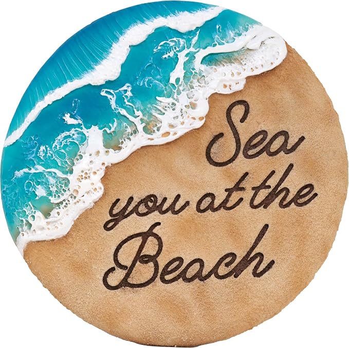 Spoontiques - Garden Décor - Sea You at The Beach Stepping Stone - Decorative Stone for Garden
