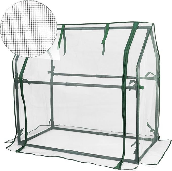 Gardzen Replacement Zipper Mesh Cover for Mini Greenhouse 36.2"(L) x18.9(W) x33.3(H), R1
