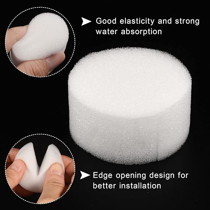 MECCANIXITY 50pcs Hydroponic Sponges, 2.76" Growing Media Cylindrical Sponges for Home Vegetable Flower Planting, White