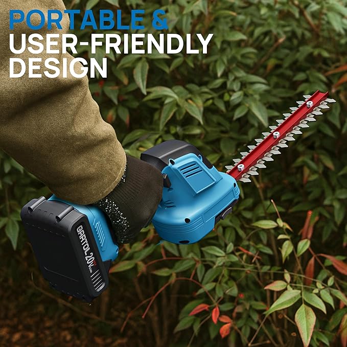 GARTOL 2-in-1 Cordless Hedge Trimmer & Grass Shears, Compatible with Makita 18V Battery, 20V Handheld Bush Trimmer with 12" & 6" Blades, Battery & Charger Included, Lightweight Bush Clipper for Yard
