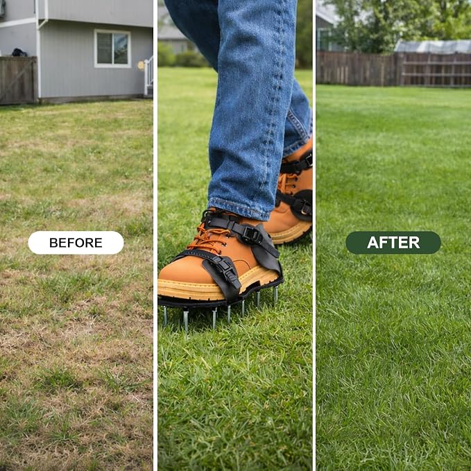 Aeration Shoes for Lawn, Lawn Aerator Shoes for Grass, Stainless Steel Spikes with Adjustable Straps for Garden, Grass Aeration, Floor Paintin