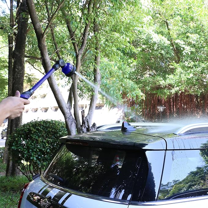 STYDDI Lightweight Watering Wand, 9-Pattern 18" Garden Watering Wand with Pivoting Head and Thumb Control, 18-inch Garden Hose Watering Lance for Container Gardens and Raised Beds, Blue