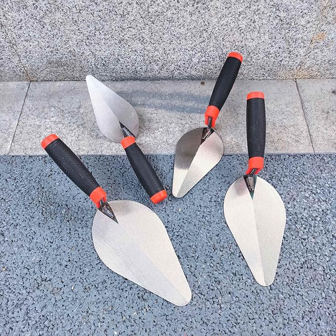 4 Pack Brick Trowel Set, 6” 7” 8” & 9” Carbon Steel Pointing Trowel, Masonry Trowel Hand Tool Kit for Brickwork, Concrete, Cement, Plaster, Tile Construction Projects
