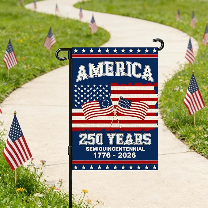 250 Anniversary Usa Garden Flags for Outside, 250 Anniversary USA Flag 1776-2026 Commemorative Patriotic Yard Sign Outdoor Stars & Stripes Design Banner 4th of July Decorations Double Sided Waterproof 250 Year American Flag 12x18 Inch
