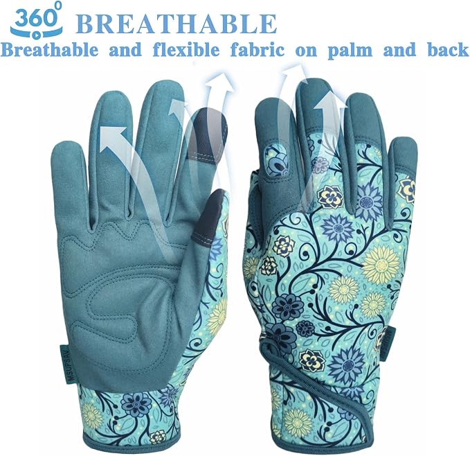 Gardening Gloves,Women Yard Work Garden Glove,Gifts | Thorn Proof,Puncture Resistant,Touchscreen,Gift,Leather,Spandex