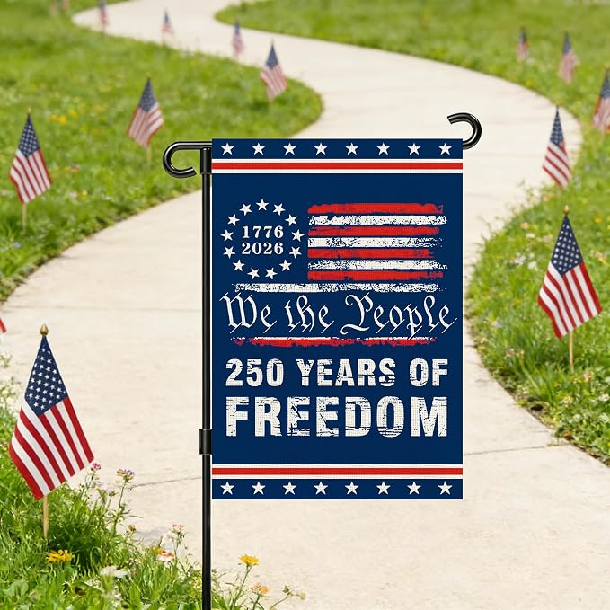 250 Anniversary Usa Garden Flags for Outside, 250 Anniversary USA Flag 1776-2026 Commemorative Patriotic 250 Year of Freedom Banner Yard Sign 4th of July Decorations Double-Sided Waterproof Flag with Stars Stripes 250 Year American Flag 12x18 Inch