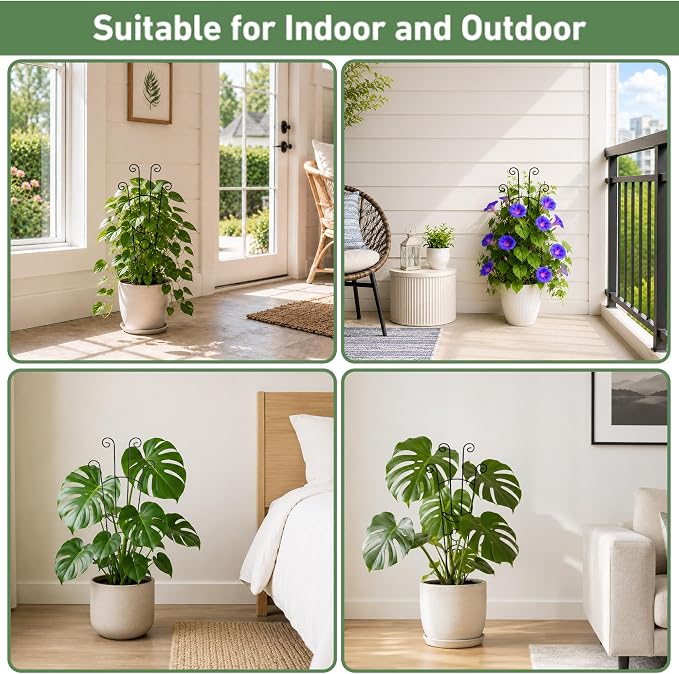 32.6in Plant Trellis for Climbing Plants Indoor Outdoor, Expandable Large Metal Garden Trellis for Potted Plants, Heavy-Duty Tall Pothos Plant Climber Support for Ivy Pothos Hoya Monstera, 2P