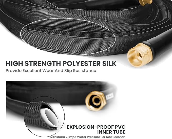 10FT Short Garden Hose, Flexible Water Hose for Connection, Balcony, Bathroom Use, Durable PVC, Leak-Free Fittings, Compact Utility Hose