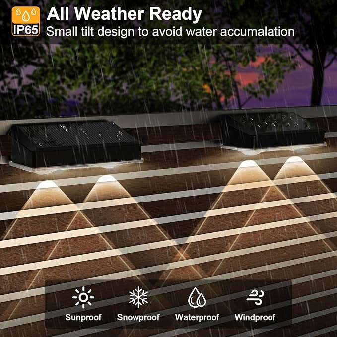 Solar Fence Lights Outdoor 8 Pack, Warm White & Cool White & 6 Colored+RGB Color Changing, High Brightness LED Spot Lens Deck Lights Dusk to Dawn for Backyard Stair Railing Patio Wall, IP65 Waterproof
