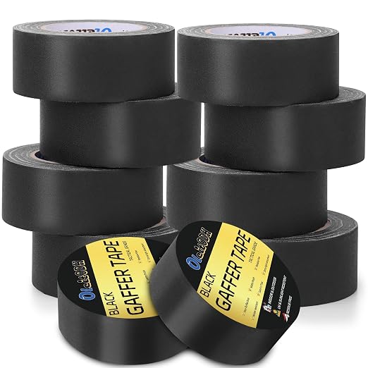 New Upgrade Gaffer Tape Bulk 8 Pack, 11 Mil Industrial Grade Gaffer Tape, 2’’ x 30 Yards, Strong Adhesion, Easily Remove No Residue, Professional Matte Finish No Reflection, Black Cloth Tape for Stage