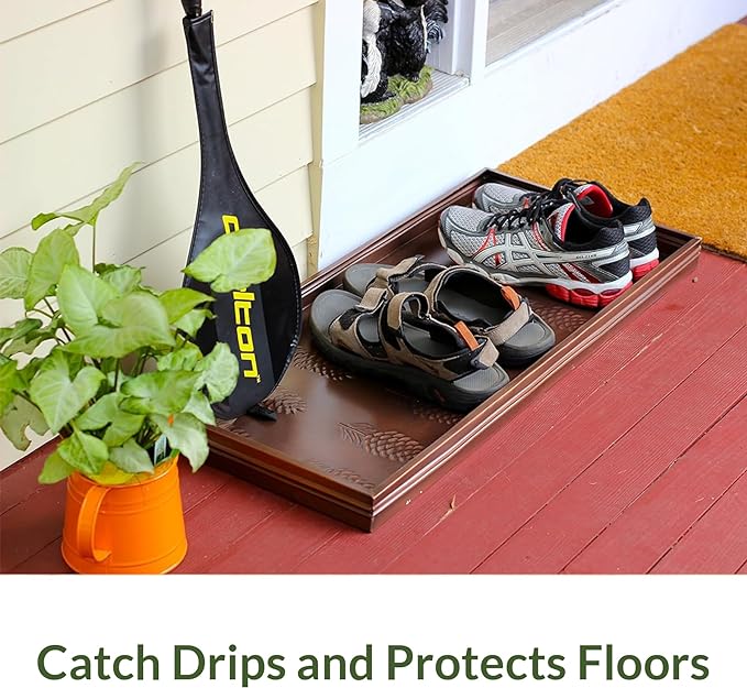 Good Directions Large Boot Tray, Circles Multi-Purpose All Weather Decorative Boot Tray, Shoes, Plants, Garage, Patio Door, Pet Bowls, 34 inch Entry Indoor Shoe Tray, Copper Finish