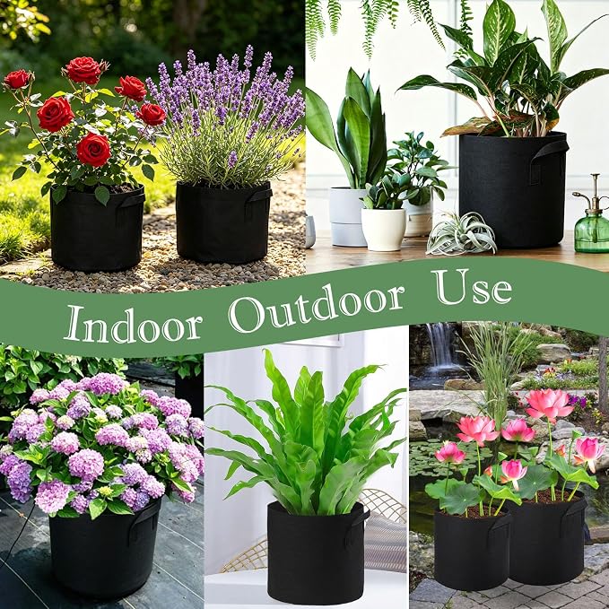 8Pack Lily Plant Pots for Pond, Thickened Nonwoven Plant Fabric Pots with Handles, Durable Breathe Reusable Fabric Plant Bags for Aquatic Plants, Potato, Carrot, Onion, Flower