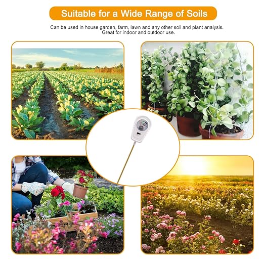 Soil Test Kit 3-in-1, Soil Moisture Meter, Soil PH Meter, Fertility Soil Tester, Soil Tester for Garden, Lawn, Farm, Outdoor & Indoor Use (Milky White)