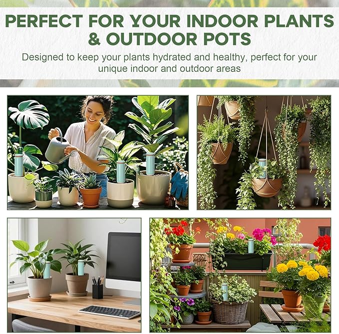 2 Pcs Large Terracotta Watering Spikes Set with Lids 17.5 oz Plant Watering Devices with Mini Shovel Self Water Spikes Plant Globes Insert Gardening Tools for Indoor Outdoor