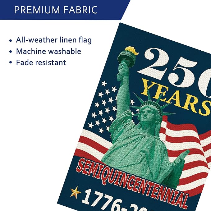 250 Anniversary Usa Garden Flags for Outside, 250 Anniversary USA Flag with Statue of Liberty Design, 1776-2026 Patriotic 4th of July Decorations Yard Sign Double-Sided Waterproof Flag 12x18 Inch 250 Year American Flag