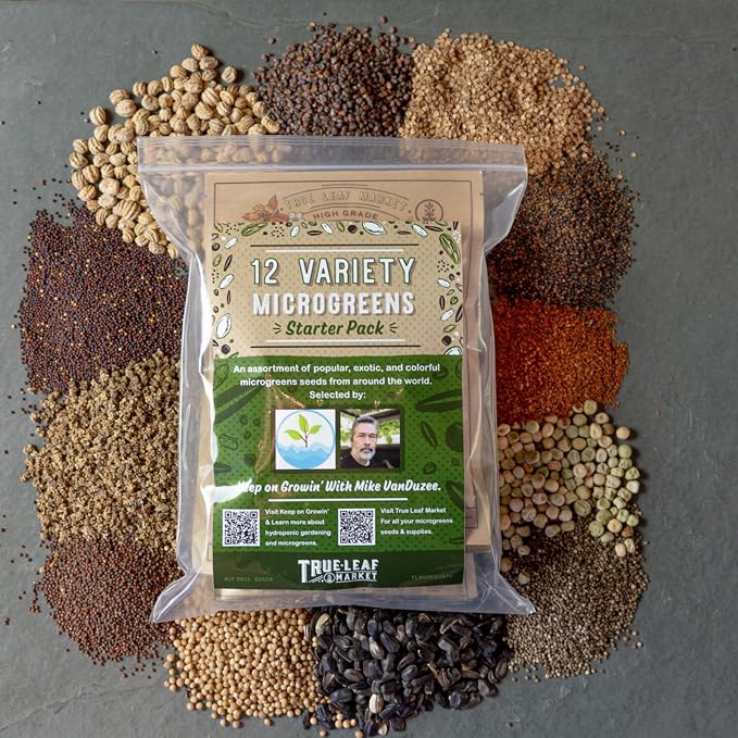 12 Variety Pack Microgreens Seeds Kit - Broccoli Seed for Sprouting Plus Purple Radish, Beet, Sunflower Microgreens, Peas, Shiso, Cilantro, Beet, Pak Choi, Korean Shiso, Cress & More