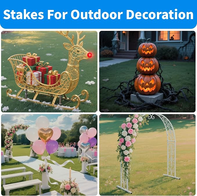MySit 12 Inch 50 Pack Heavy Duty U Shaped Garden Stakes, 11 Gauge Galvanized Fence Stakes Landscape Staples Metal Yard Stakes for Ground, Drip Hose, Inflatables, Outdoor Decorations